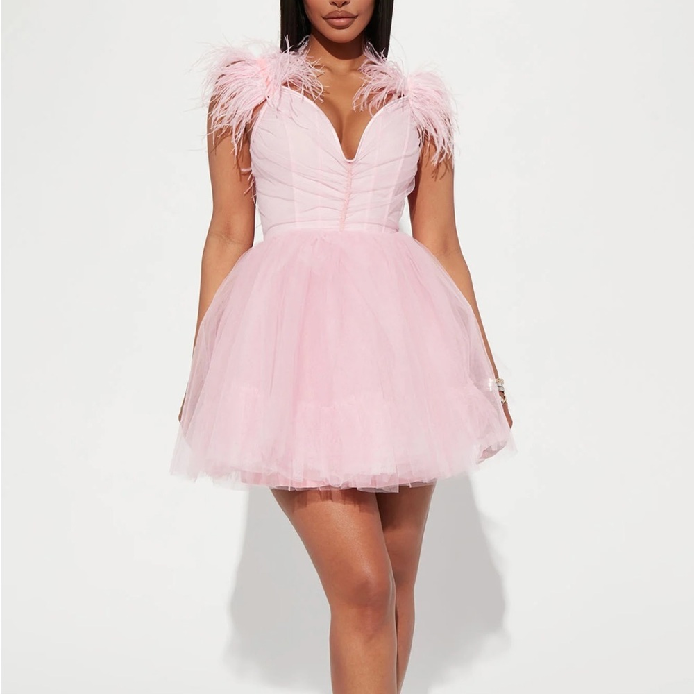Pink tulle mini dress